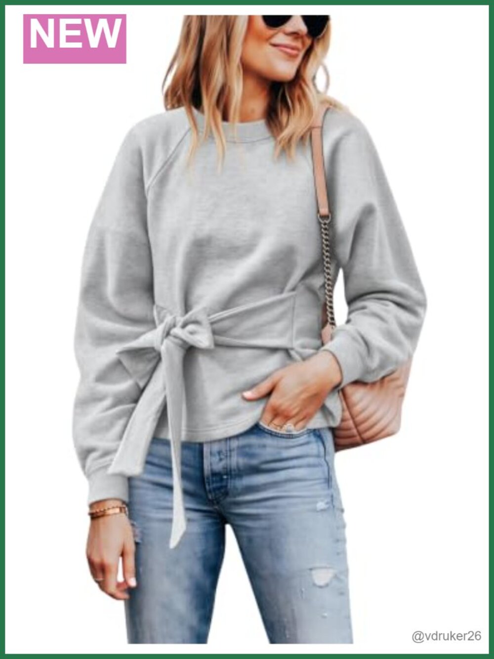 Women's Long Sleeve Tie Knot Sweatshirt Casual Athleisure Pullover